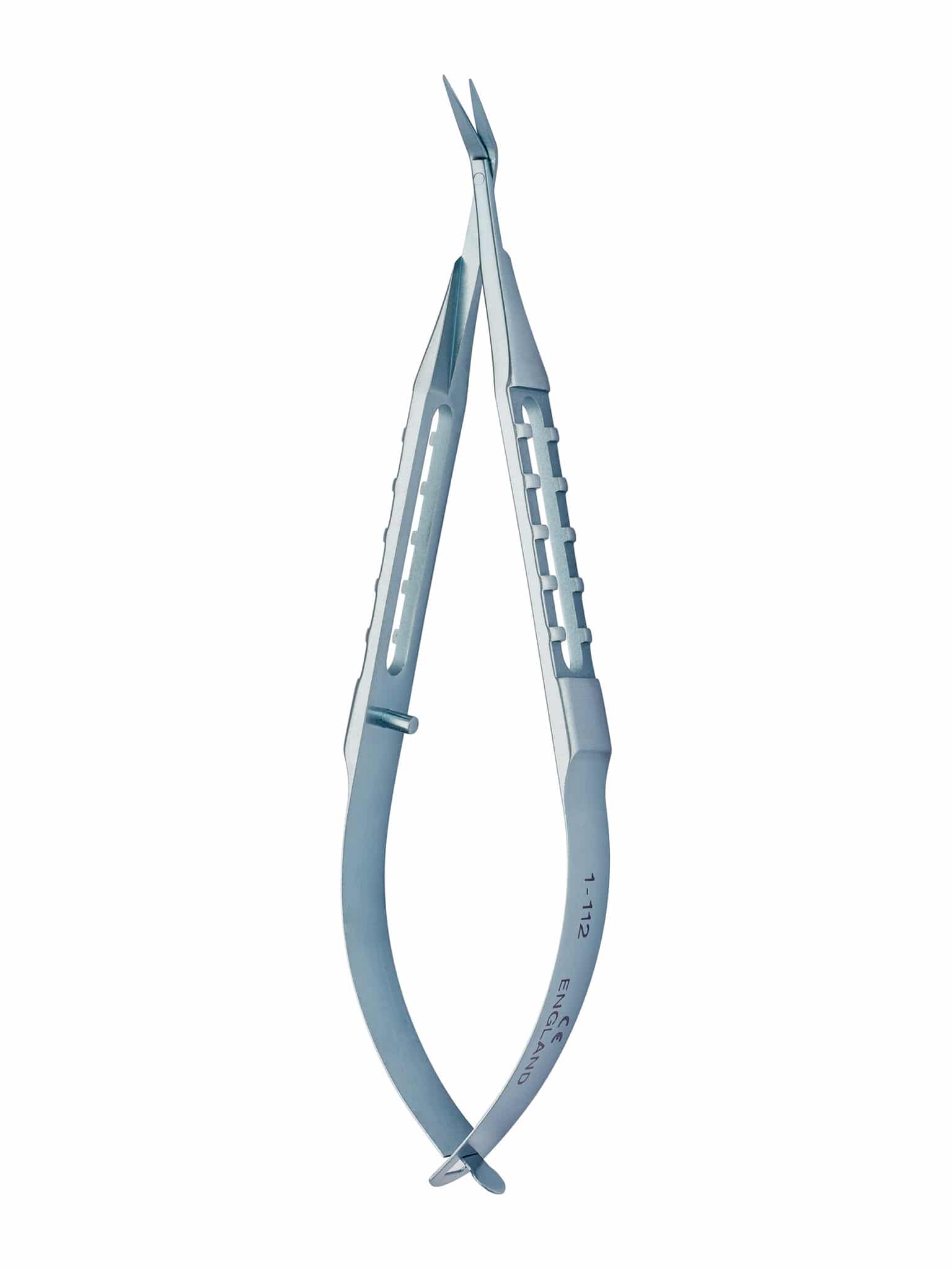 Vannas Spring Scissors - Titanium - Angled Up